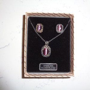 Purple Earing and Necklace